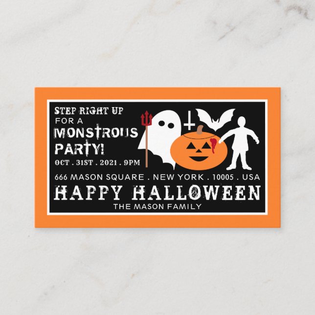 Monster Gang, Halloween Party Ticket Invitation (Devant)