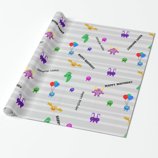 Monster-Geburtstags-Packpapier Geschenkpapier (Ungerollt)
