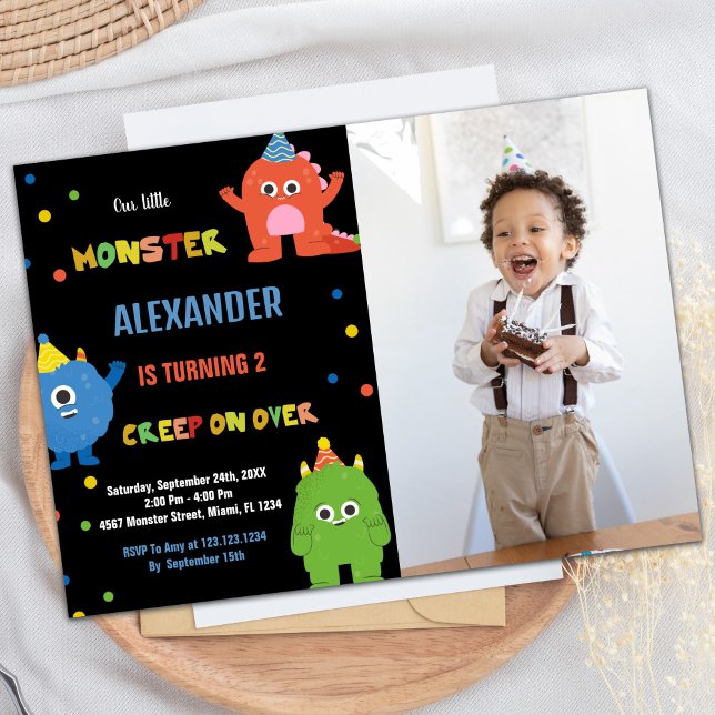 Monster Geburtstagseinladungen mit Foto Einladung (Monster Birthday Invitations with photo)