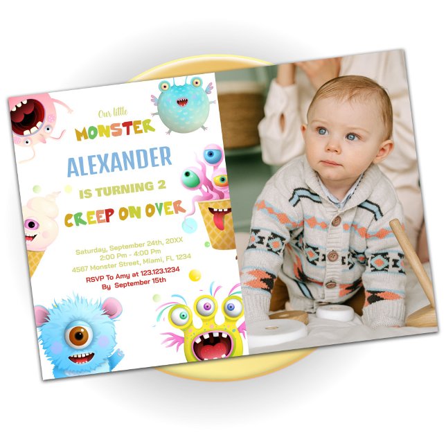 Monster Geburtstagseinladungen mit Foto Einladung (Monster Birthday Invitations with photo)