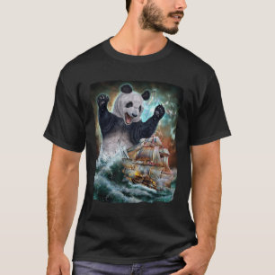 Monster Giant Panda als Kraken ein Kriegsschiff an T-Shirt