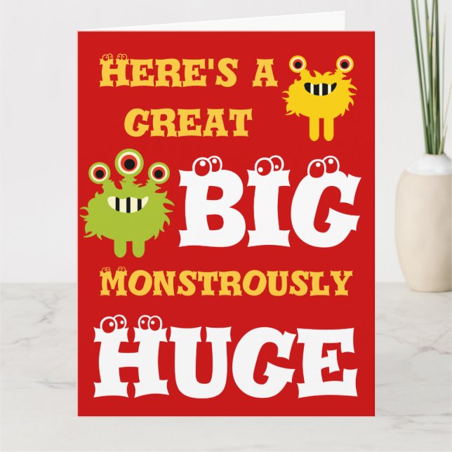 Monster Great BIG Grosses 8 x 11 Happy Birthday Ca Karte (Vorderseite)