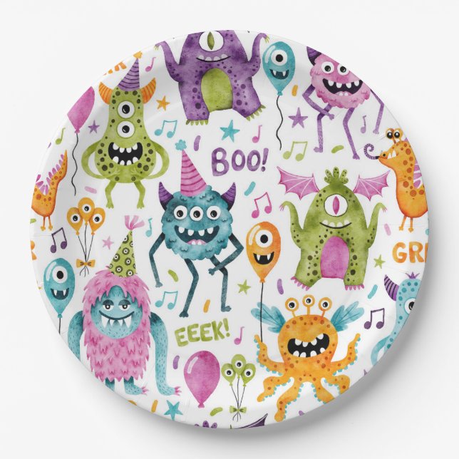 Monster Halloween Geburtstagsparty Pappteller (Vorderseite)