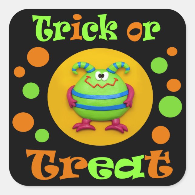 Monster-Halloween-Party Quadratischer Aufkleber (Vorderseite)