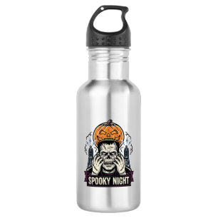 Monster-Halloween-Shirt mit Pumpkin-Moon-Gravur Edelstahlflasche