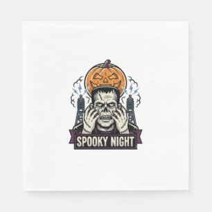 Monster-Halloween-Shirt mit Pumpkin-Moon-Gravur Serviette