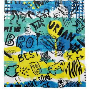 Monster Hand Drawing Kids Pattern Duschvorhang