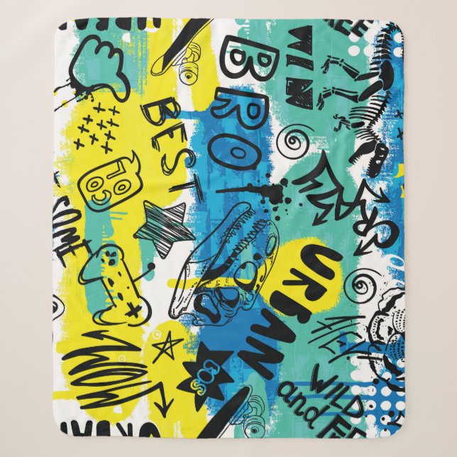 Monster Hand Drawing Kids Pattern Sherpadecke (Vorderseite)