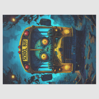 Monster-Horror-Bus Blau-Gelb-Decoupage Seidenpapier