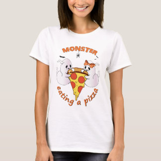 Monster isst Pizza – Süßes Halloween Pizza Fan T-Shirt