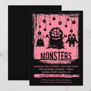 Monster JahresHalloween-Kostümprobe Party Einladun Einladung