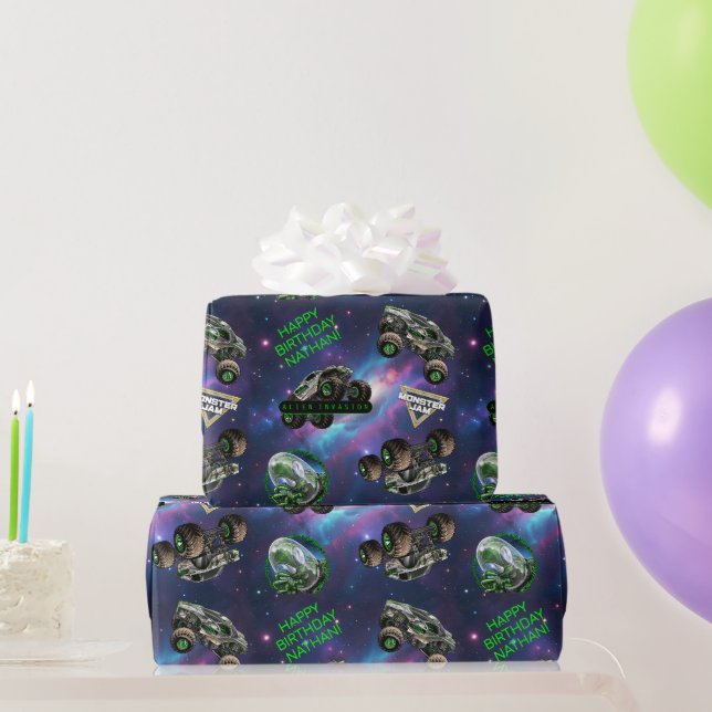 Monster Jam - Alien Invasion Geburtstag Geschenkpapier (Partygeschenke)