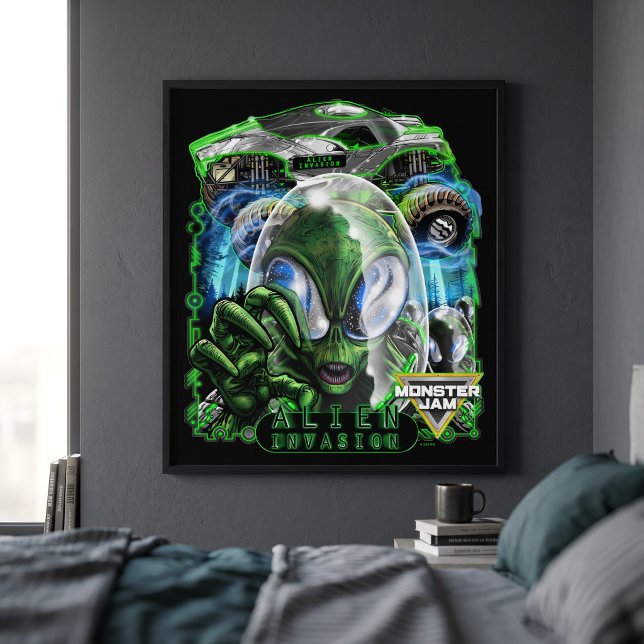 Monster Jam Alien Invasion Poster (Simulated poster in frame)