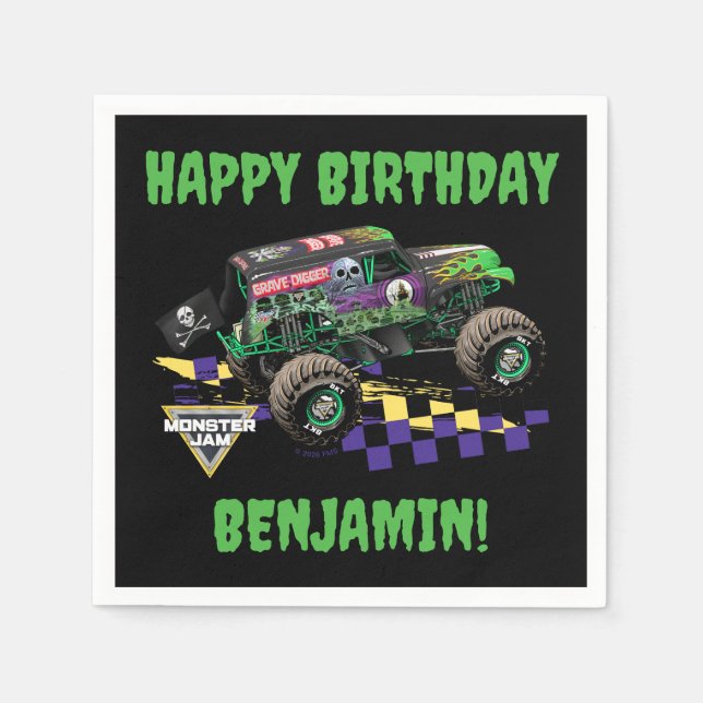 Monster Jam Grave Digger Geburtstag Serviette (Vorderseite)