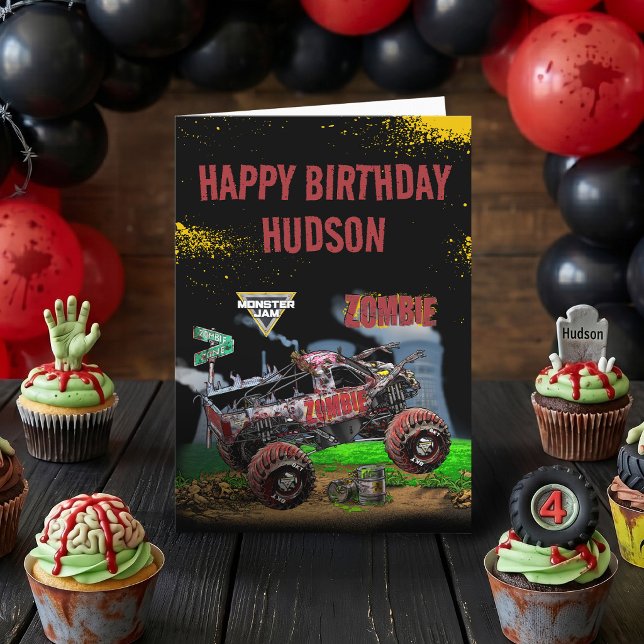 Monster Jam - Zombie Geburtstag Karte (Card on simulated table)