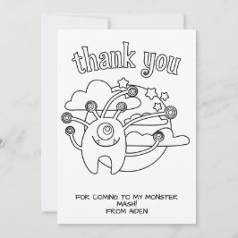 Monster Kids Coloring Card Gastgeschenk Vielen Dan Dankeskarte