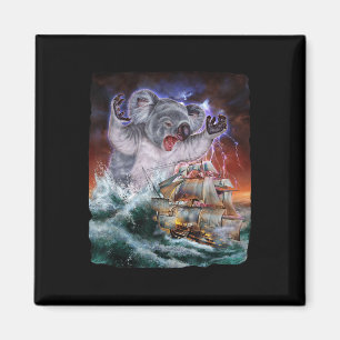 Monster Koala als Kraken angreifen ein Kriegsschif Magnet