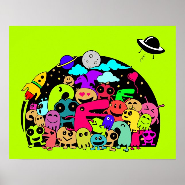 Monster-Kreaturen im Raumdooddesign Poster (Vorne)