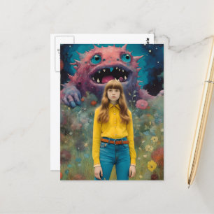 Monster kümmern sich nicht um farbenfrohe Fantasie Postkarte