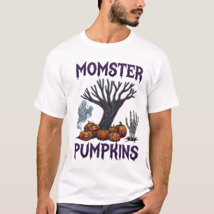 Monster-Kürbisse Gruseliger Baum Geist Skelett Han T-Shirt