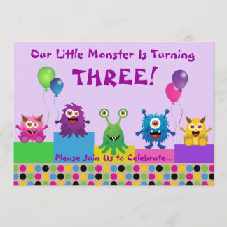 Monster (Lila) Einladung