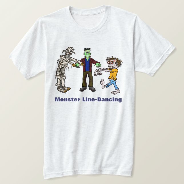 Monster Line Tanz Sonniges Halloween T - Shirt (Design vorne)
