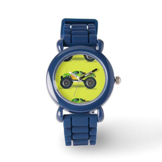 Monster-LKW auf Kalkgrün Armbanduhr (Vorderseite)