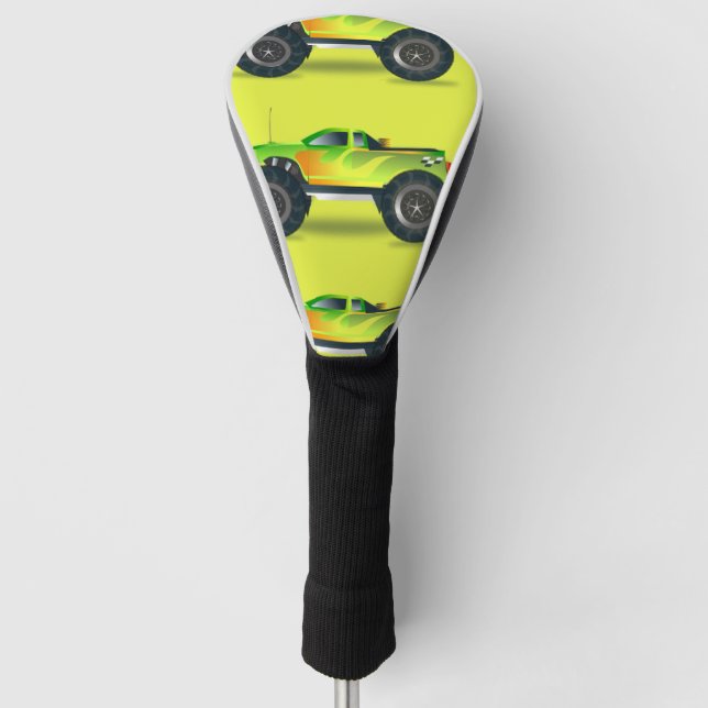 Monster-LKW auf Kalkgrün Golf Headcover (Vorderseite)