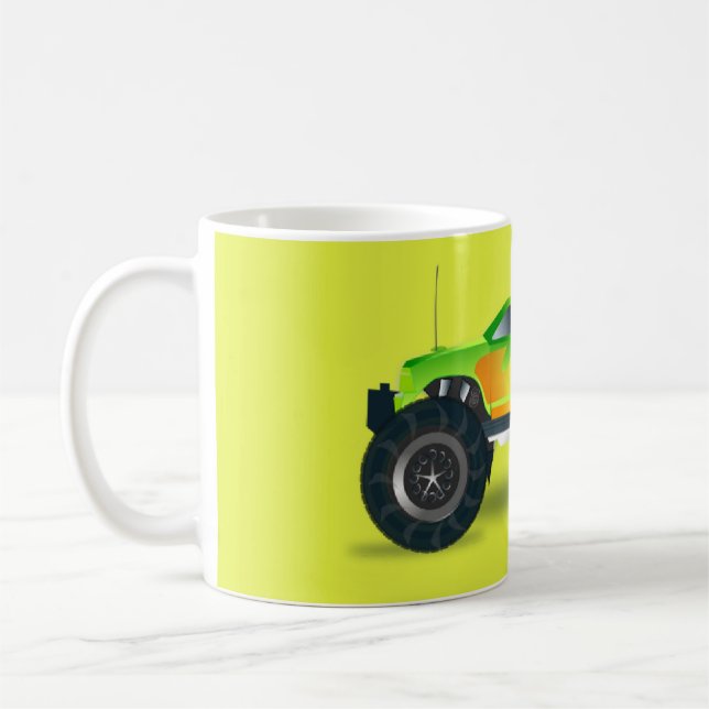 Monster-LKW auf Kalkgrün Kaffeetasse (Links)