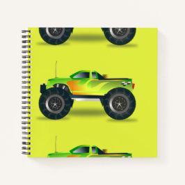 Monster-LKW auf Kalkgrün Notizbuch