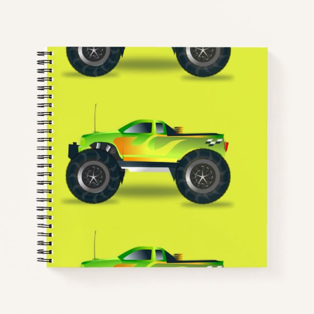 Monster-LKW auf Kalkgrün Notizbuch (Vorderseite)