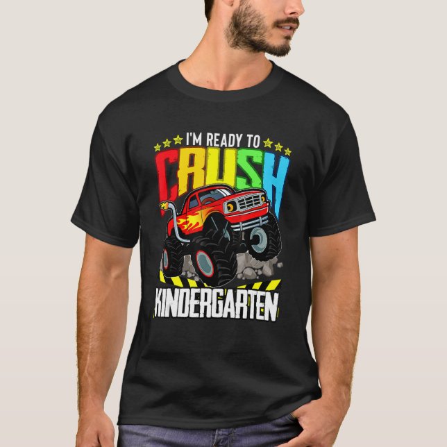 Monster-LKW bereit, den Kindergarten zu zerquetsch T-Shirt (Vorderseite)