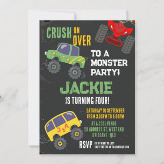 Monster LKW Boys Einladung zum Geburtstag