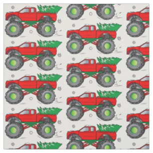 Monster-LKW, der Weihnachtsbaum in den Schnee Stoff