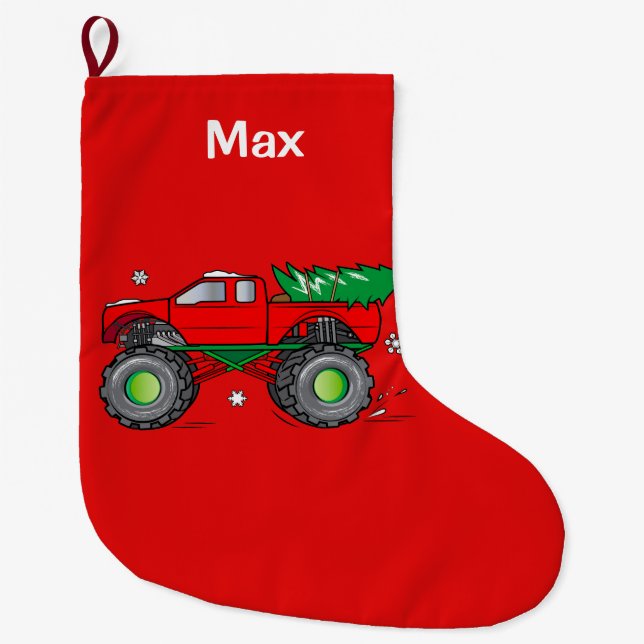 Monster-LKW, der Weihnachtsbaum schleppt: Großer Weihnachtsstrumpf (Vorderseite)
