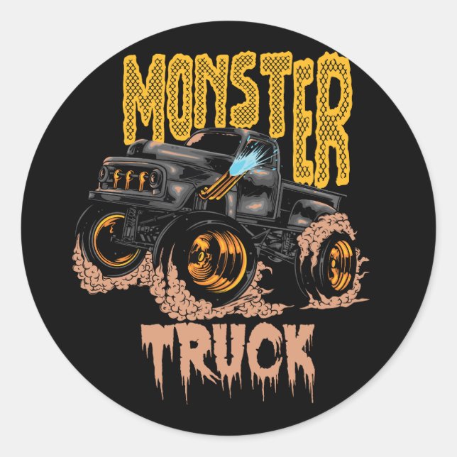 Monster LKW-Design Runder Aufkleber (Vorderseite)