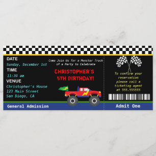Monster-LKW-Geburtstags-Einladung Einladung