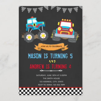 Monster-LKW-gemeinsame Geburtstagsfeier Einladung