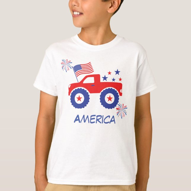 Monster-LKW mit amerikanischem T - Shirt (Vorderseite)