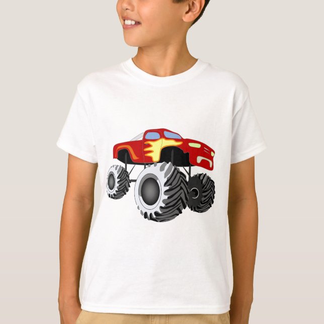 Monster-LKW mit Flammen T-Shirt (Vorderseite)