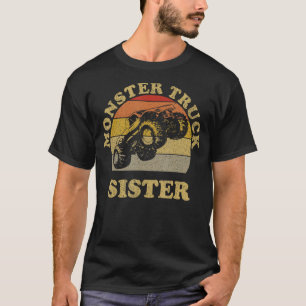 Monster LKW Schwester Retro Vintager Sonnenunterga T-Shirt