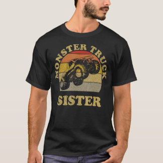 Monster LKW Schwester Retro Vintager Sonnenunterga T-Shirt
