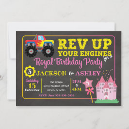 Monster-LKW u. Prinzessin Joint Birthday Einladung