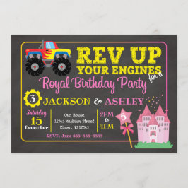 Monster-LKW u. Prinzessin Joint Birthday Einladung