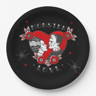 monster love rockabilly frankenstein valentine pappteller