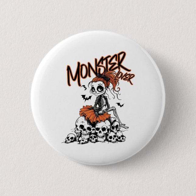 Monster Lover Fun Skeleton Ghoul Niedlicher Vintag Button (Vorderseite)