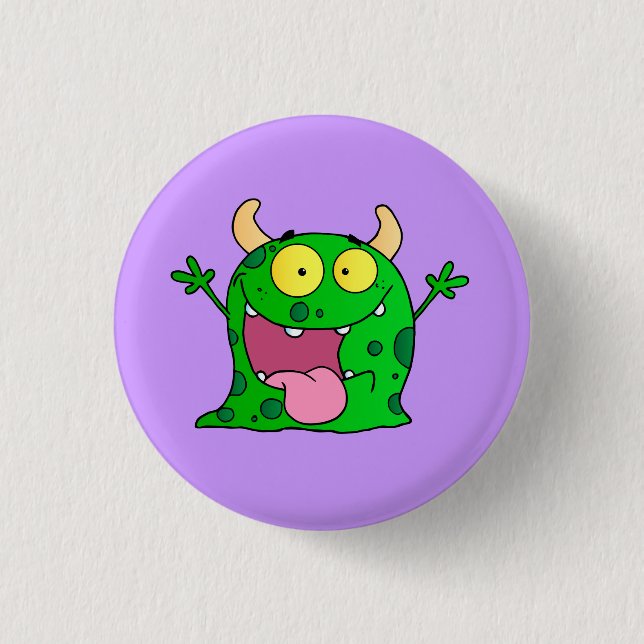 Monster-lustiges Comic, das Cartoon-niedliches Button (Vorderseite)