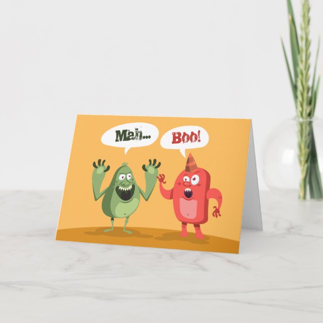 Monster Mah Boo Pun Valentinstag Feiertagskarte (Vorderseite)
