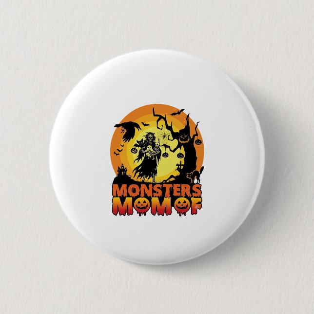 Monster-Mama Halloween-Monster-Geist Skelett Spoo Button (Vorderseite)