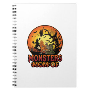 Monster-Mama Halloween-Skelett-Kürbis-Eule Gruseli Notizblock